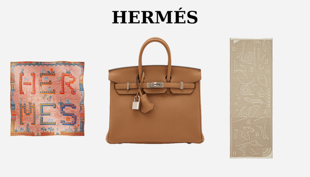 Hermes iconic items.
French luxury brand